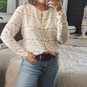 Vintage Floral 100% Silk Talbot Buttoned Front Blouse. Size S